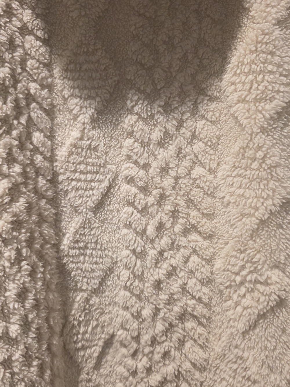 Teddy Sherpa Hooded Vest Cream Cable Knit Texture Size M NWOT - Picture 12 of 14